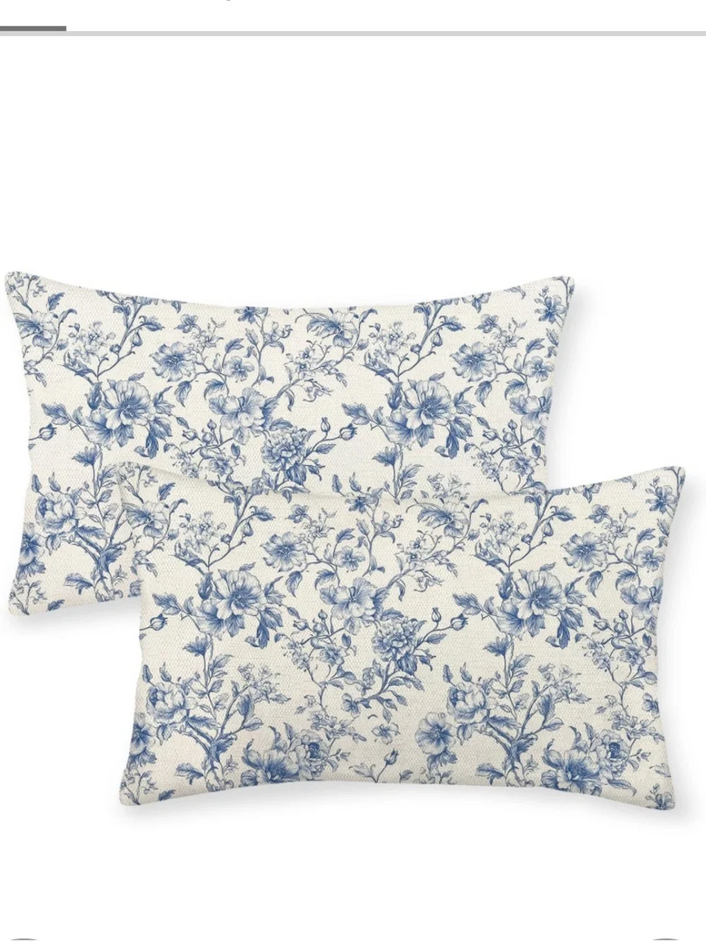 Chinoiserie Lumbar Pillow Covers 100% Linen 12x20” (2-Pack)